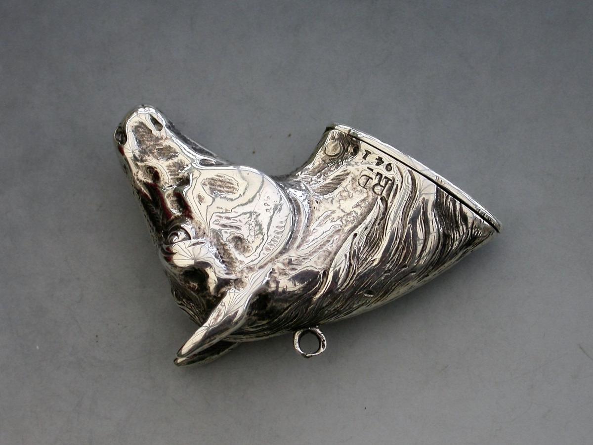 Victorian Novelty Silver Figural Horses Head Vesta Case. By H B S, Birmingham, 1884. Possibly Hancock Brothers. 