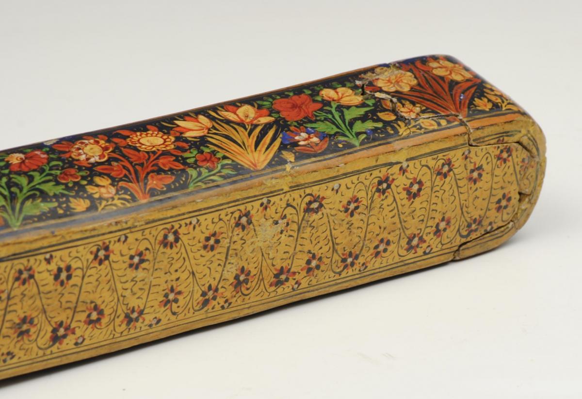 Persian Scribes Pen Case with Painted Decoration, Circa 1860