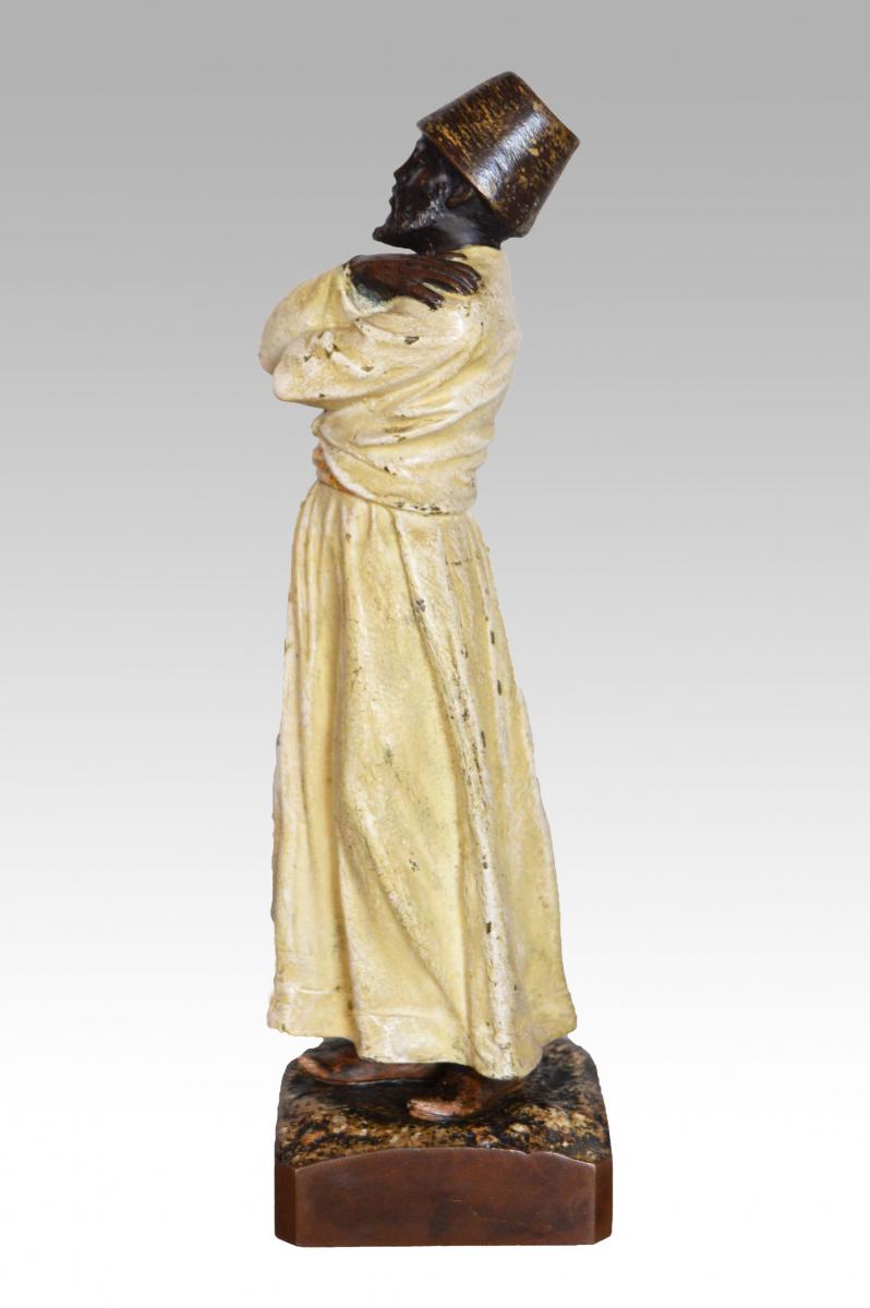 Bronze cold painted sculpture of a Whirling Dervish by Franz Xavier Bergman