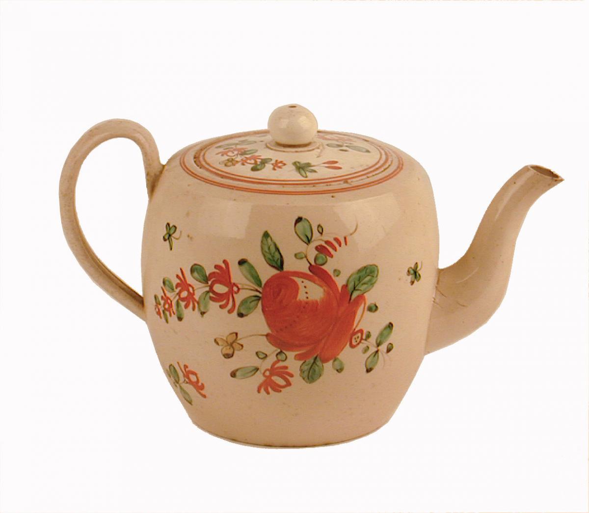 Creamware teapot and cover
