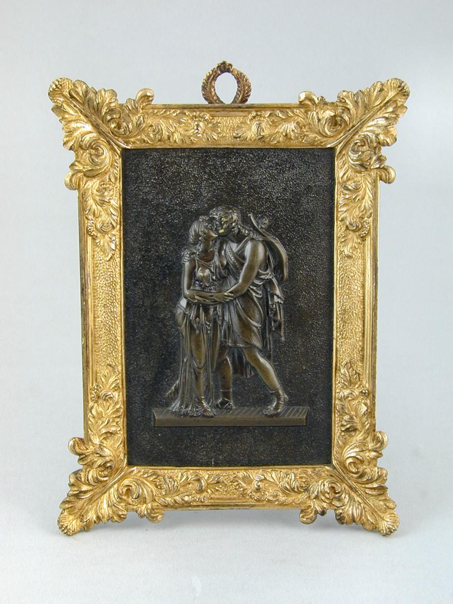 Pair Regency bronze plaques in ormolu frames, c.1820