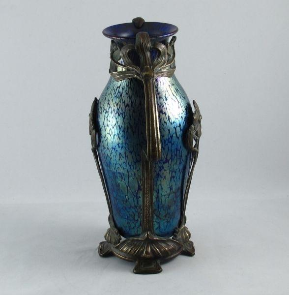 Art Nouveau Loetz Papillon vase in a metal mount
