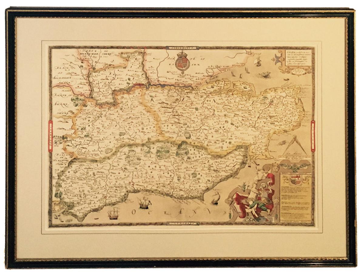 Saxton’s Map of Kent Sussex Surrey and Middlesex 1575