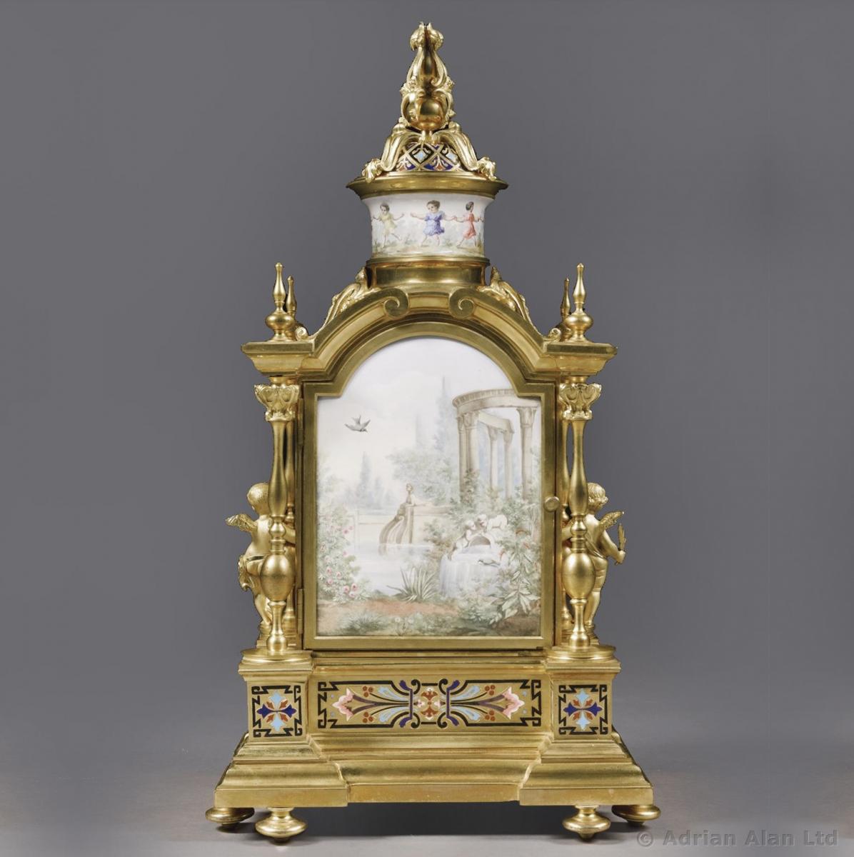 A Louis XVI Enamel Mantel Clock