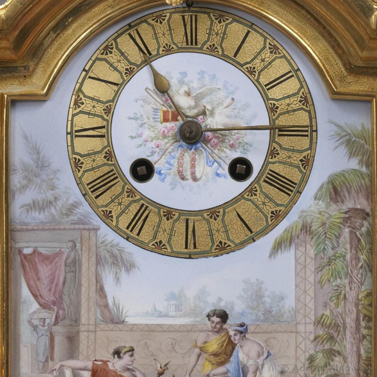 A Louis XVI Enamel Mantel Clock