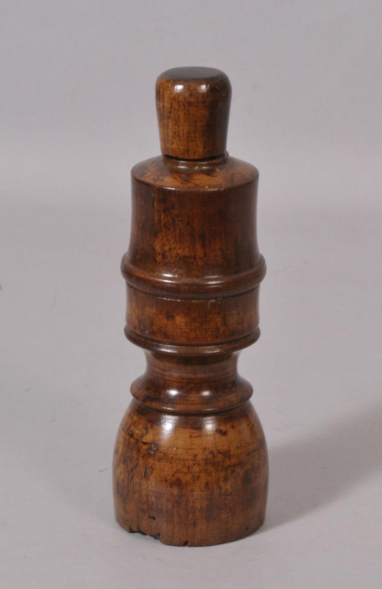 S/2626 Antique Treen 19th Century Fruitwood Bottle Corker