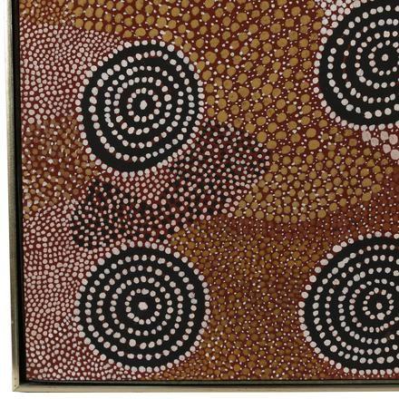 Australian Aboriginal Painting, Johnny Warangula Tjupurrula, a Kamparapa landscape, oil on canvas.1979.