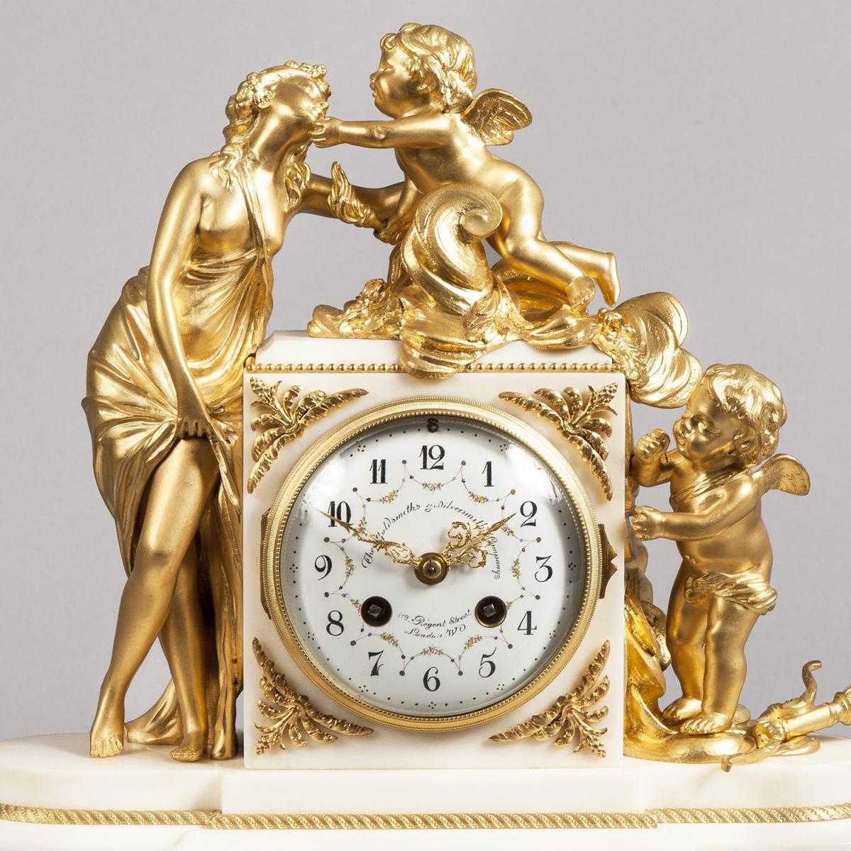 French Ormolu and Marble Mantle Clock by Goldsmiths and Silversmiths Co