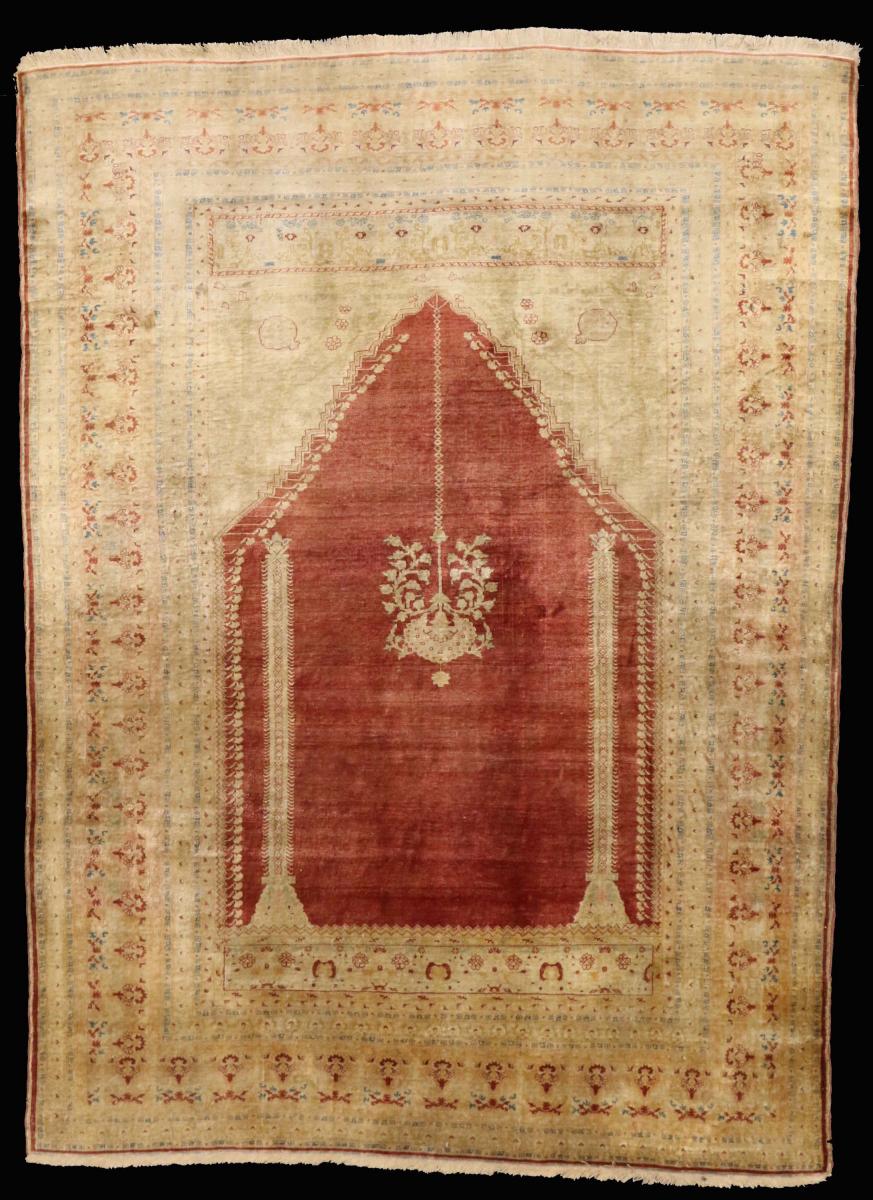 Silk Tabriz Prayer Rug