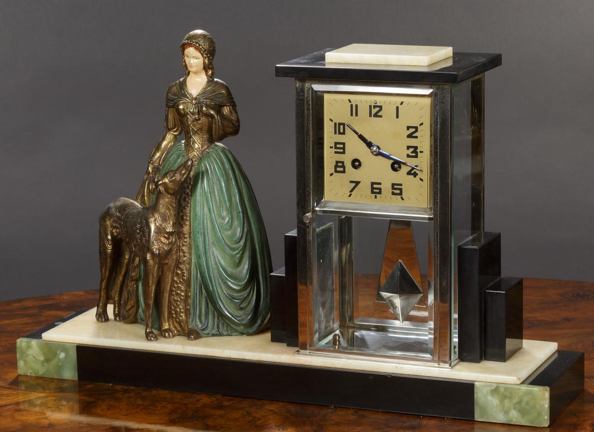 French Art Deco Clock Garniture