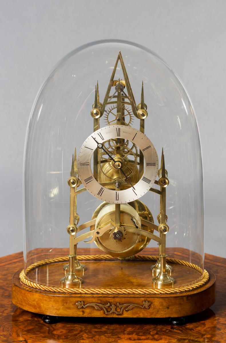 Early Victorian Skeleton Clock by Dell of Bristol