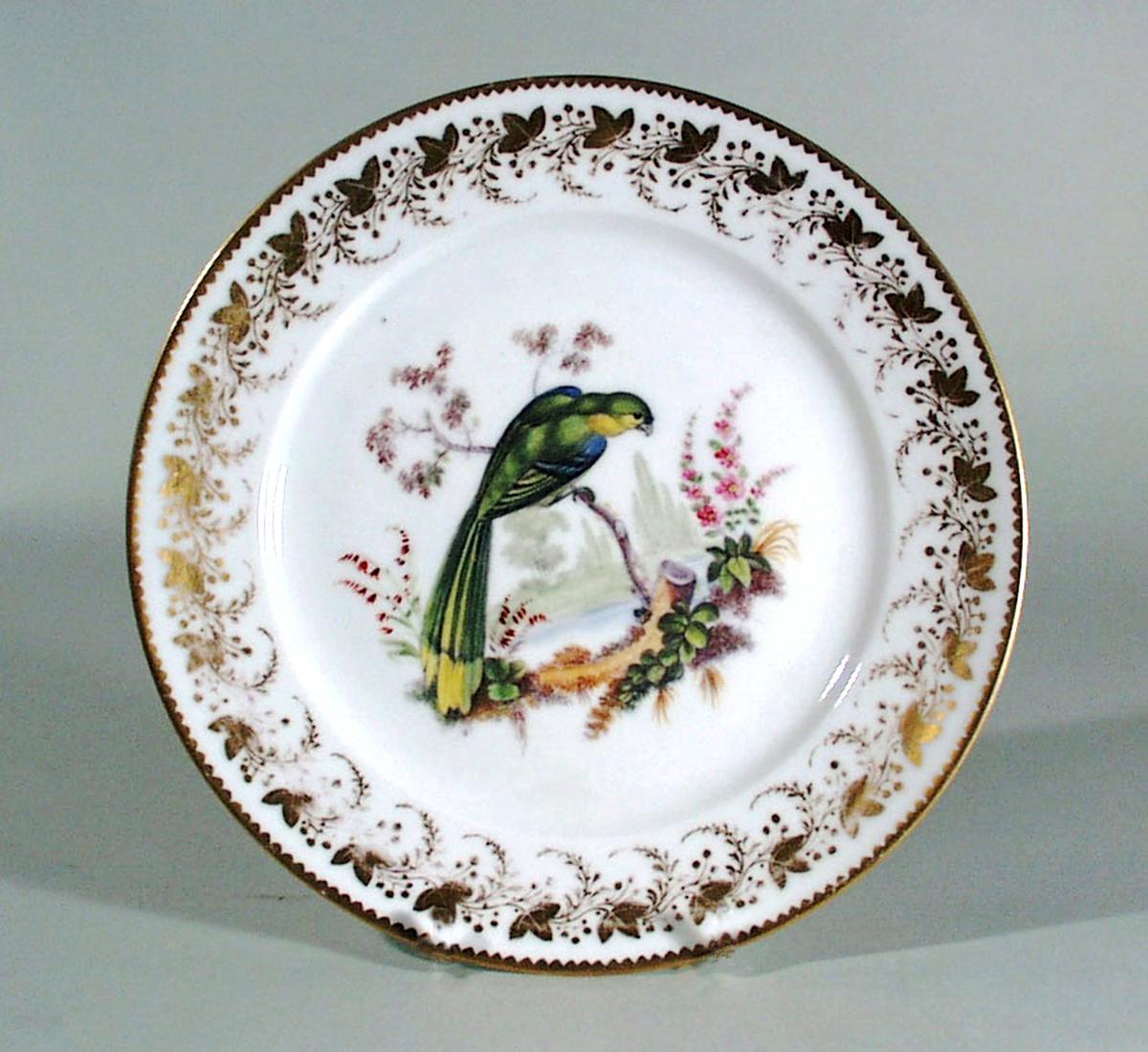 Antique London-decorated Paris Porcelain Plate,  Probably painted by Thomas Martin Randall, Circa 1815-20.