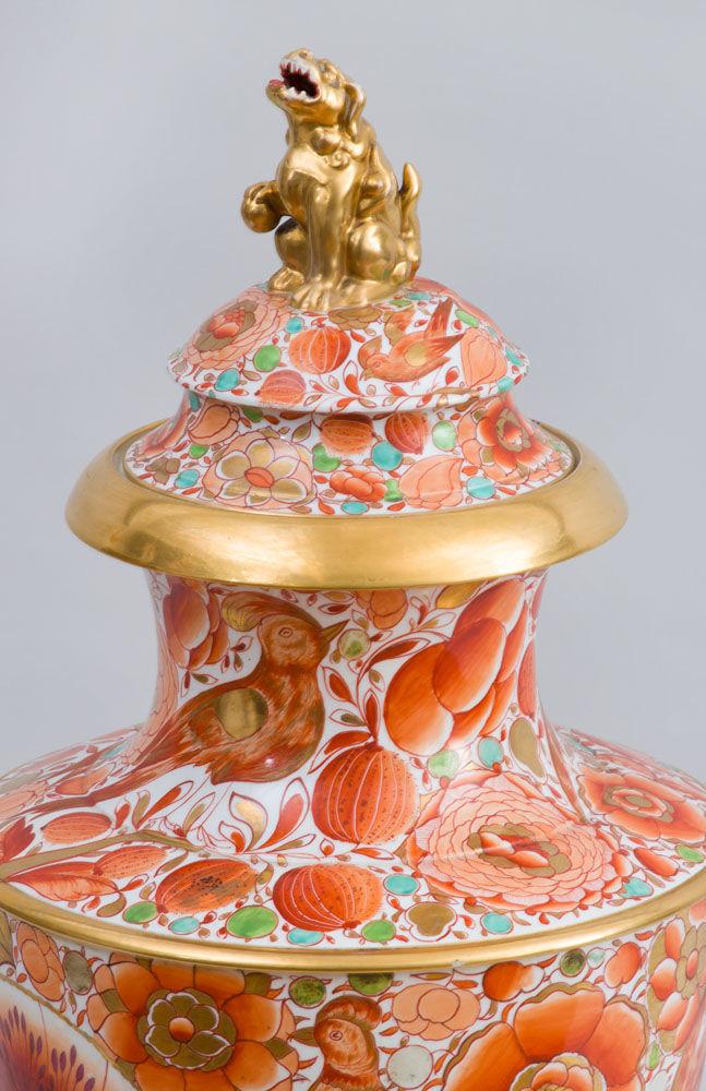 English Regency Period Porcelain Massive Urn & Cover,  Probably Chamberlain's Worcester, Circa 1820-35