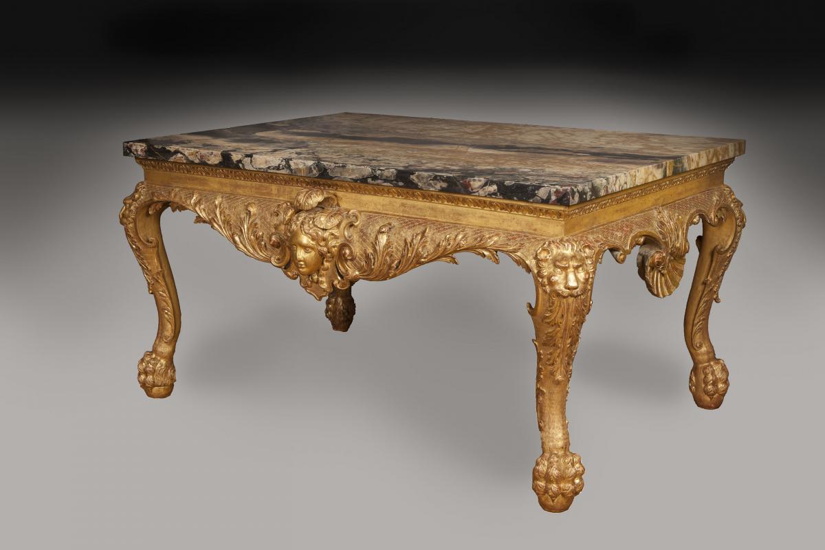 Important George II Period Giltwood Sidetable / Console Sidetable of Immense Proportions England circa 1735