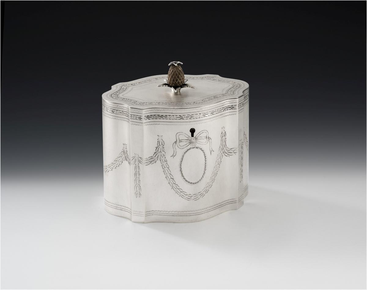 A george III antique sterling silver tea caddy made in london in 1789 by Hester Bateman