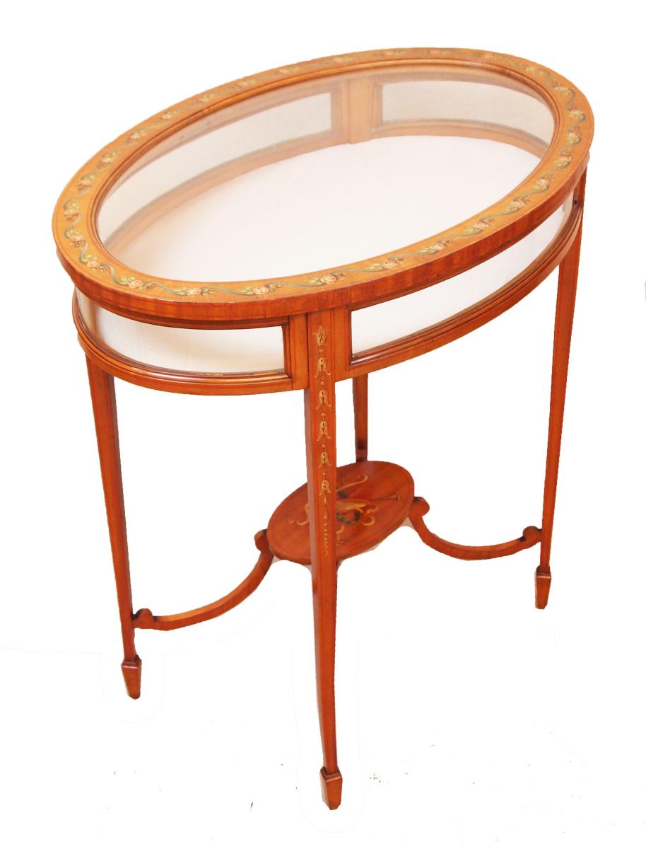 Antique Edwardian Satinwood Oval Bijouterie Table