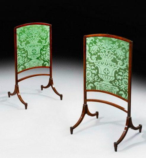 A pair of Sheraton period fire screens (England, c. 1790)