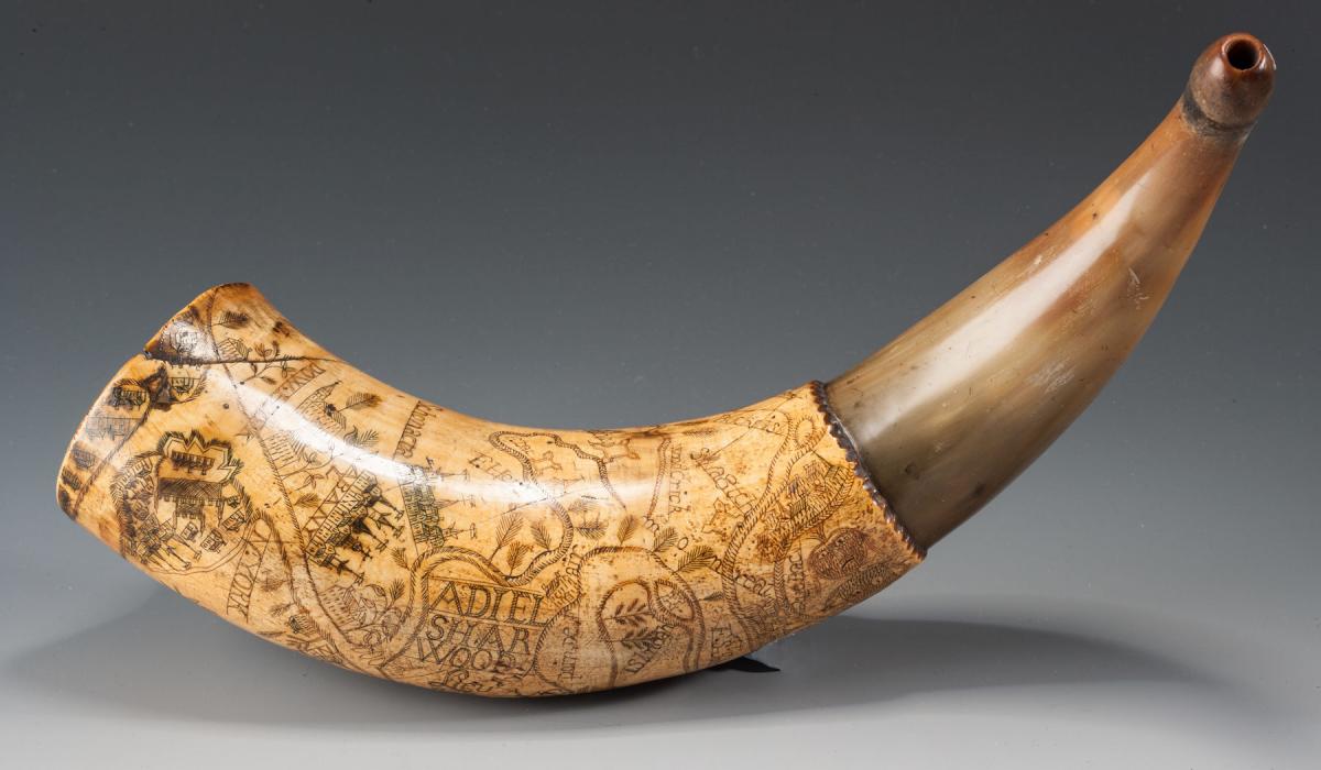 Folk Art Map Powder Horn