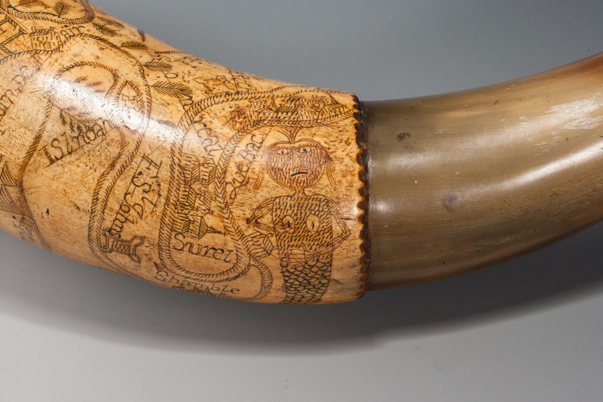 Folk Art Map Powder Horn