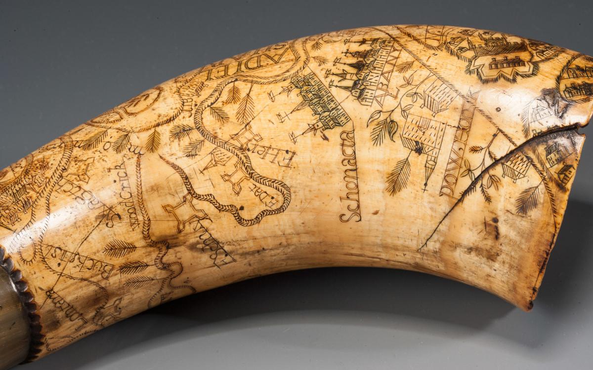 Folk Art Map Powder Horn