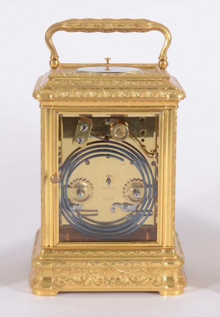 Drocourt, Paris: An important giant engraved and panelled carriage clock with provenance
