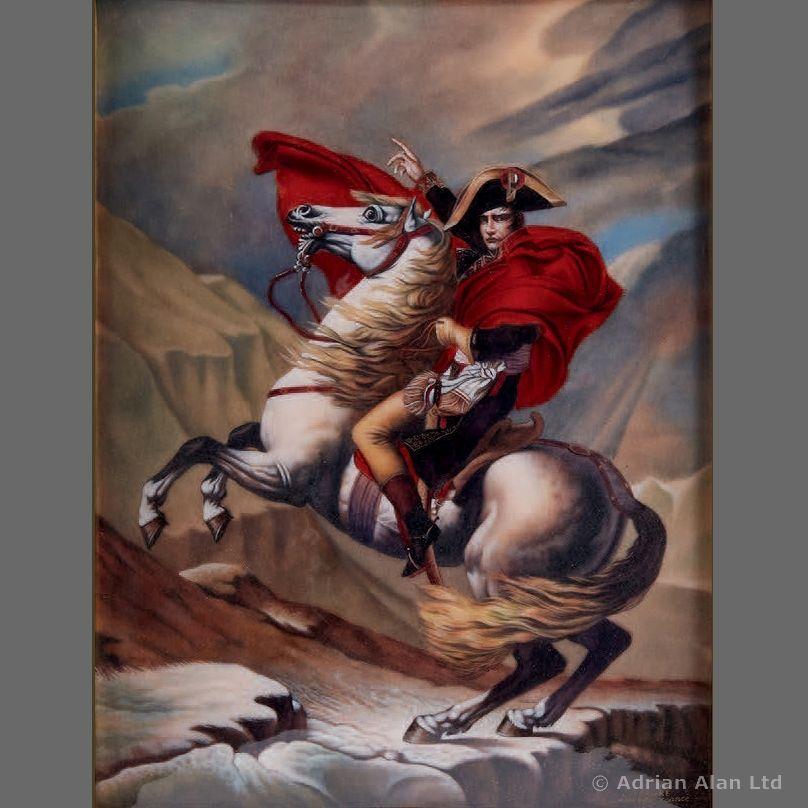 An Enamel Plaque Depicting Napoleon Crossing The Alps, by Camille Fauré, Limoges