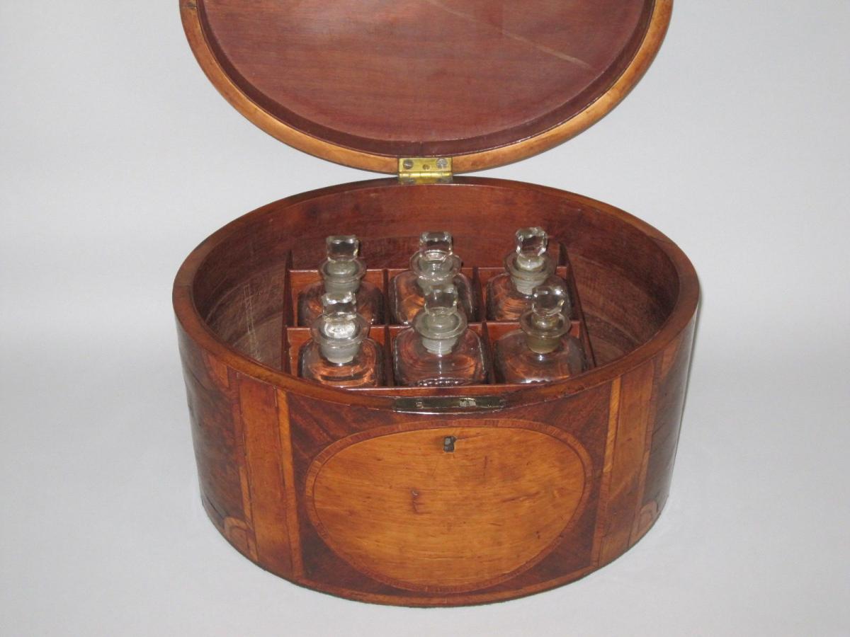 Satinwood Decanter Box with Original Glass Decanters, Circa 1780