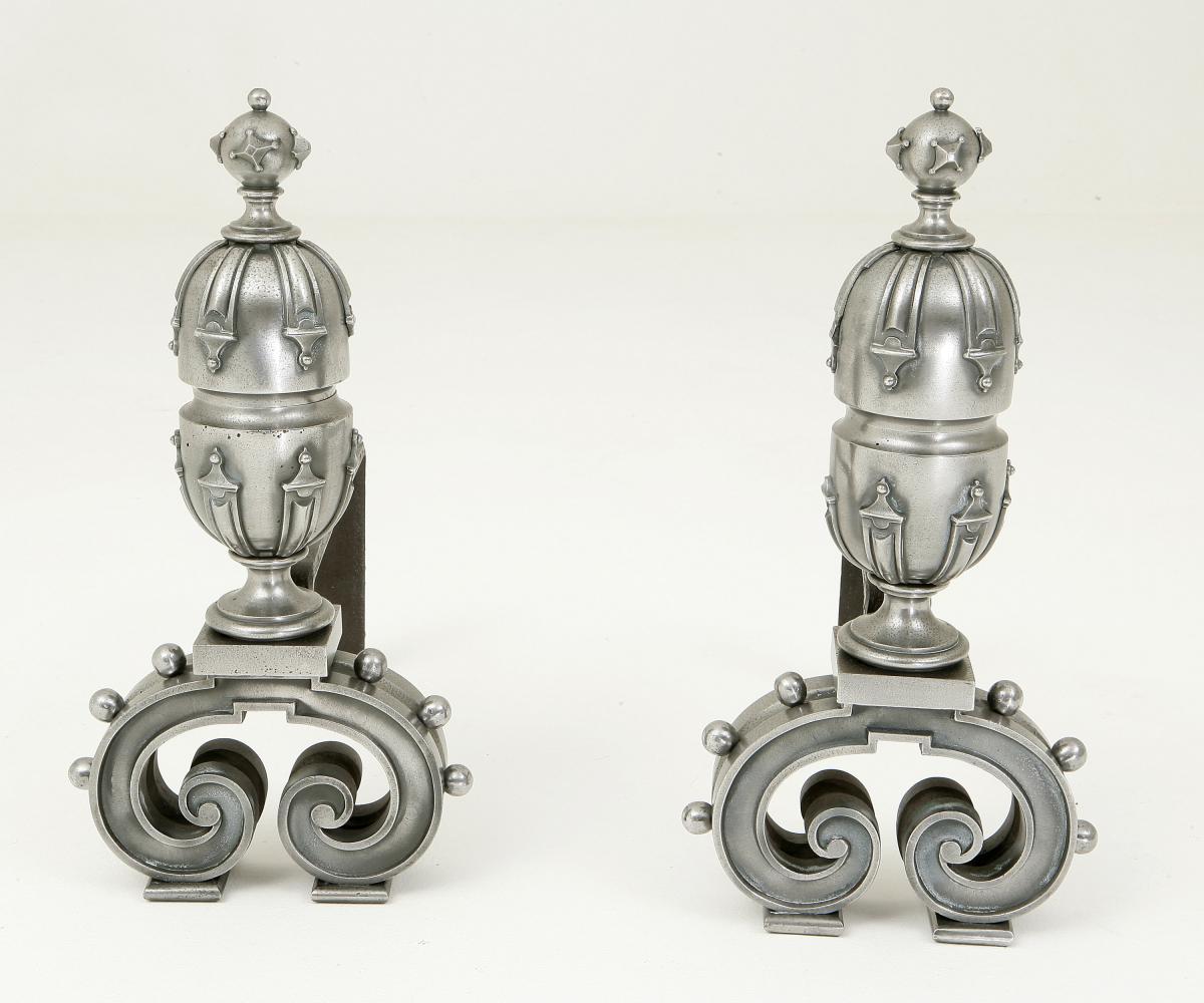 Pair of Victorian cast iron andirons 