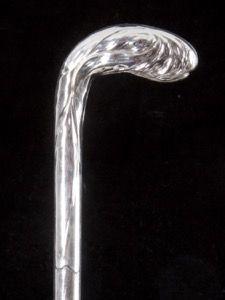Art Noveau silver handled L-shaped cane with stylised head of a Maiden_b