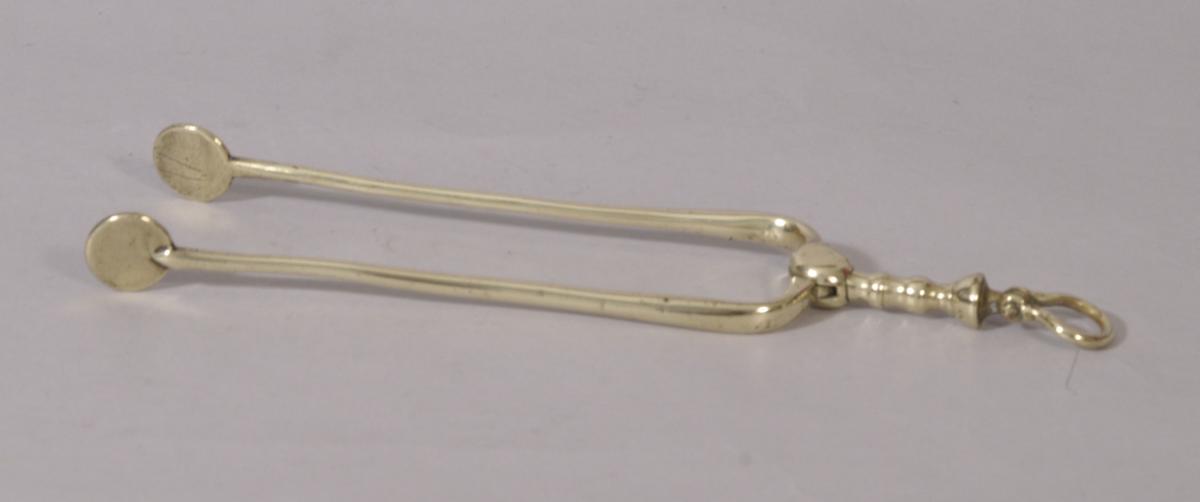 S/3115 Antique 18th Century Pair of Brass Ember Tongs