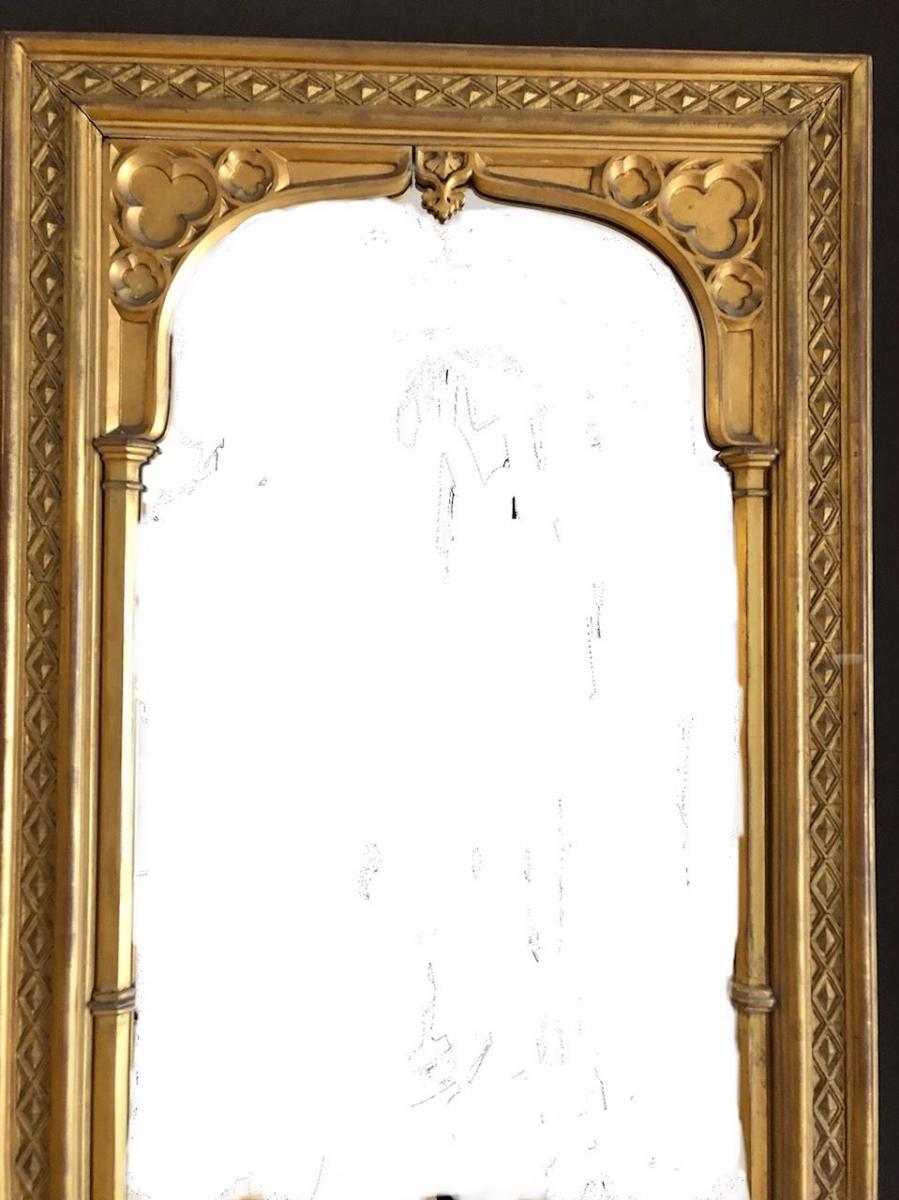 19th century Giltwood Gothic wall mirror