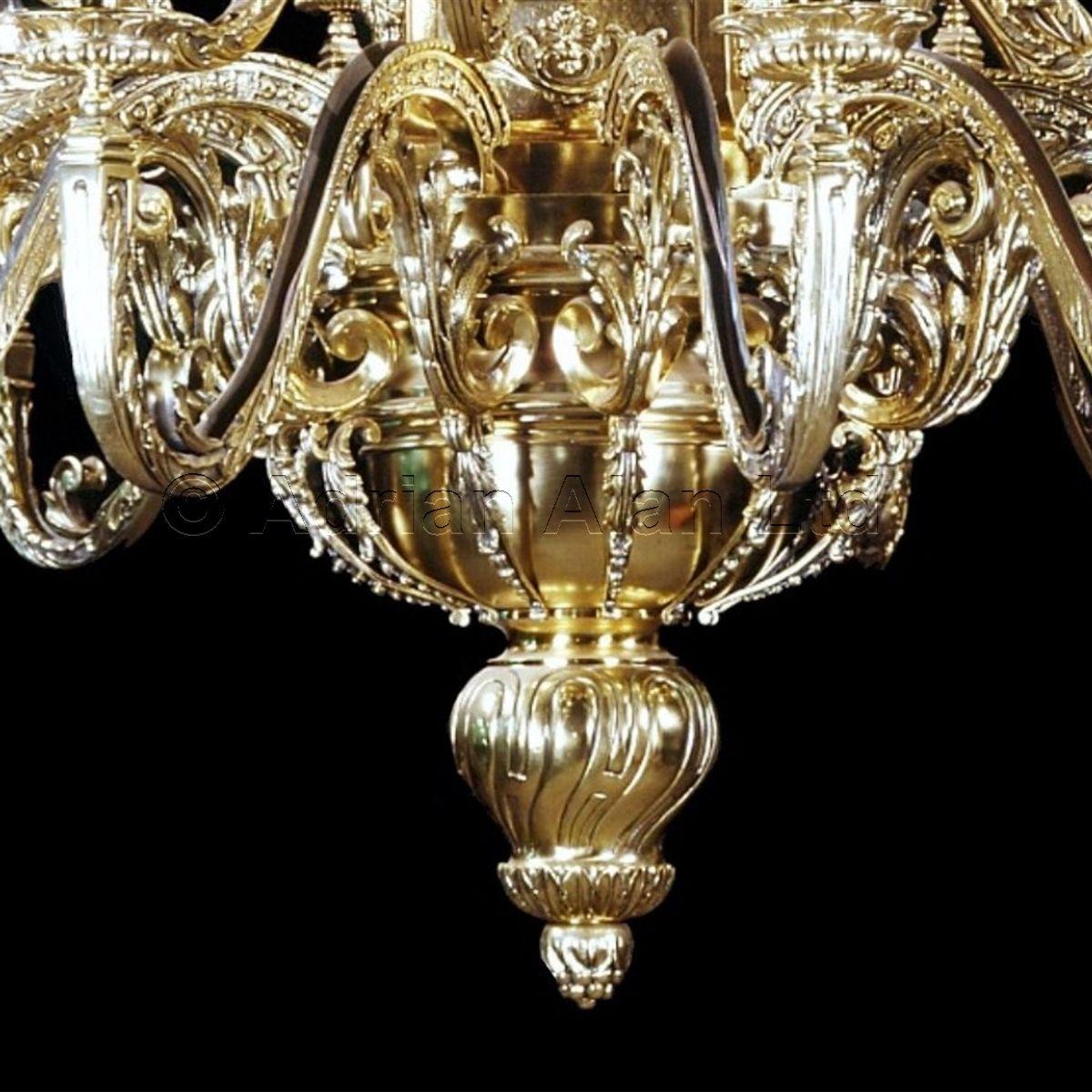 A Large Gilt-Bronze Regence Style Thirty-Branch Chandelier