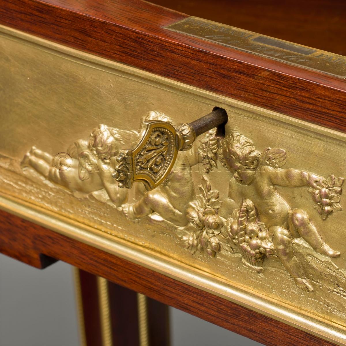 A Pair of Louis XVI Style Gilt-Bronze Mounted Vitrines de Milieu By Paul Sormani