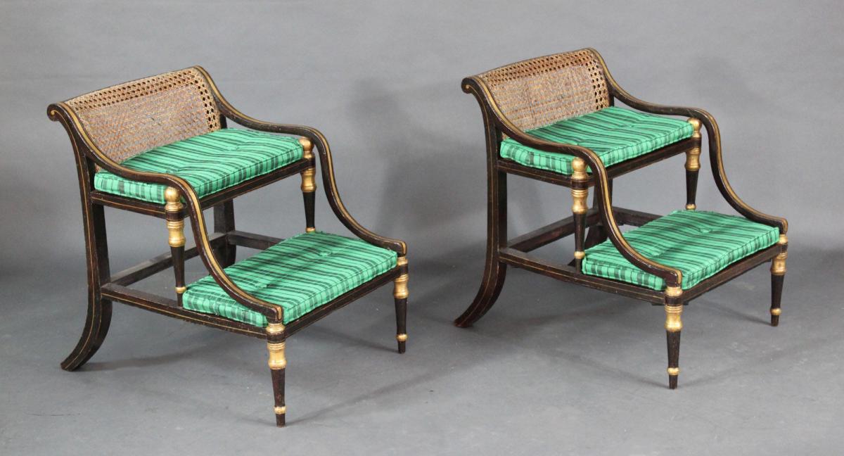 Rare pair of Regency bedsteps