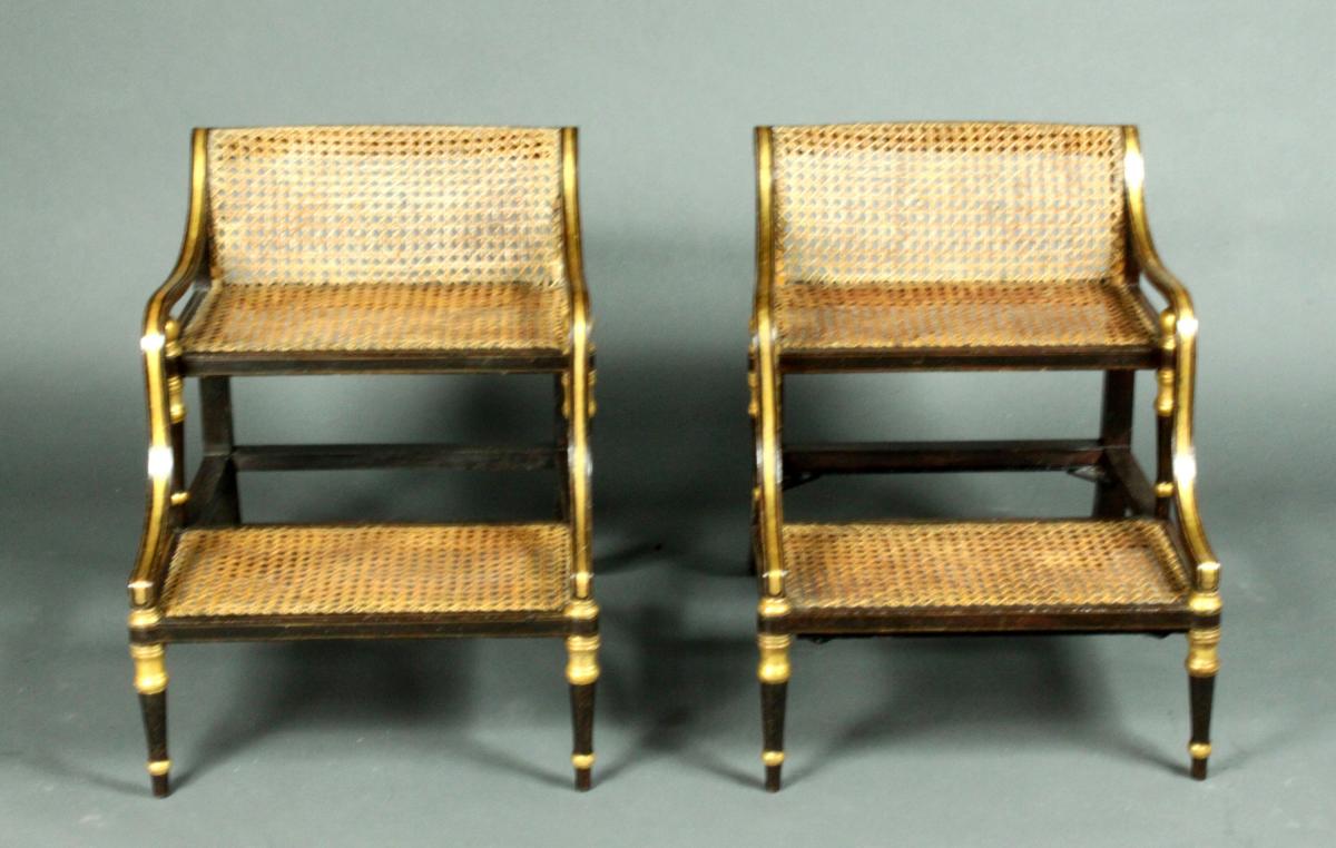 Rare pair of Regency bedsteps