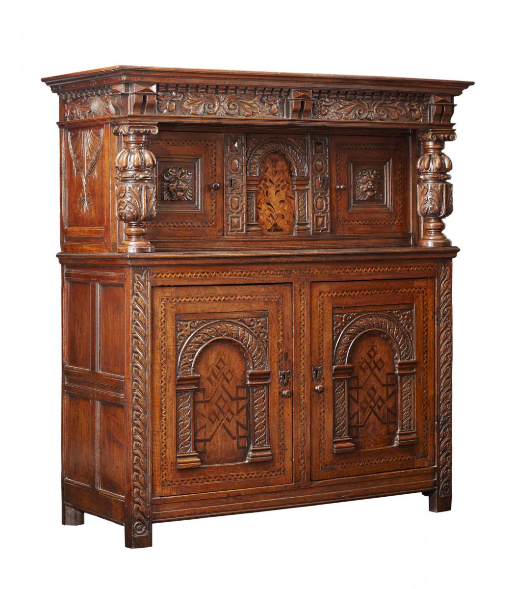 Elizabethan Inlaid Oak Court Cupboard