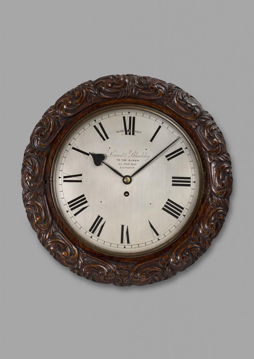 Victorian Oak-Cased Wall Timepiece by Lund & Blockley, London