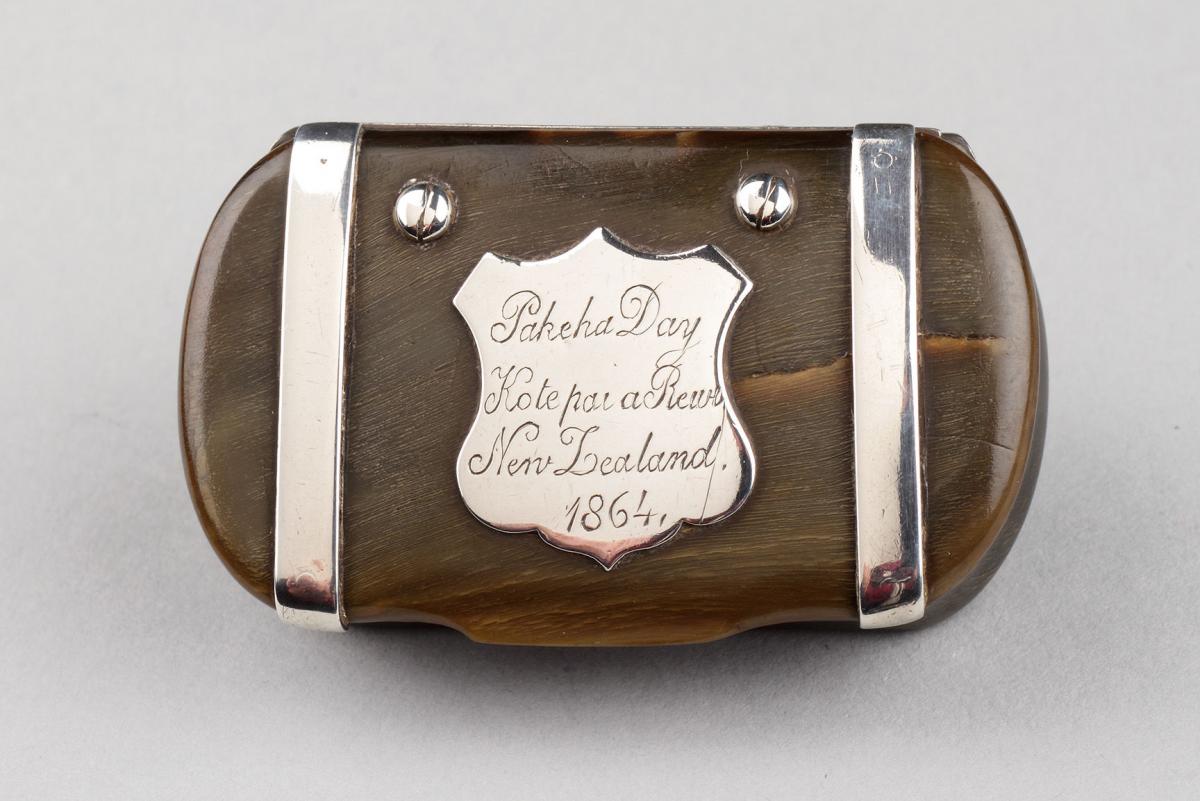 An Interesting Sheep’s Horn and Silver Mounted Pocket Snuff Box 