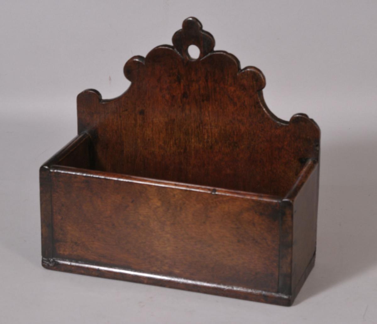 S/3149 Antique 19th Century Walnut Wall Mounted Candle Box
