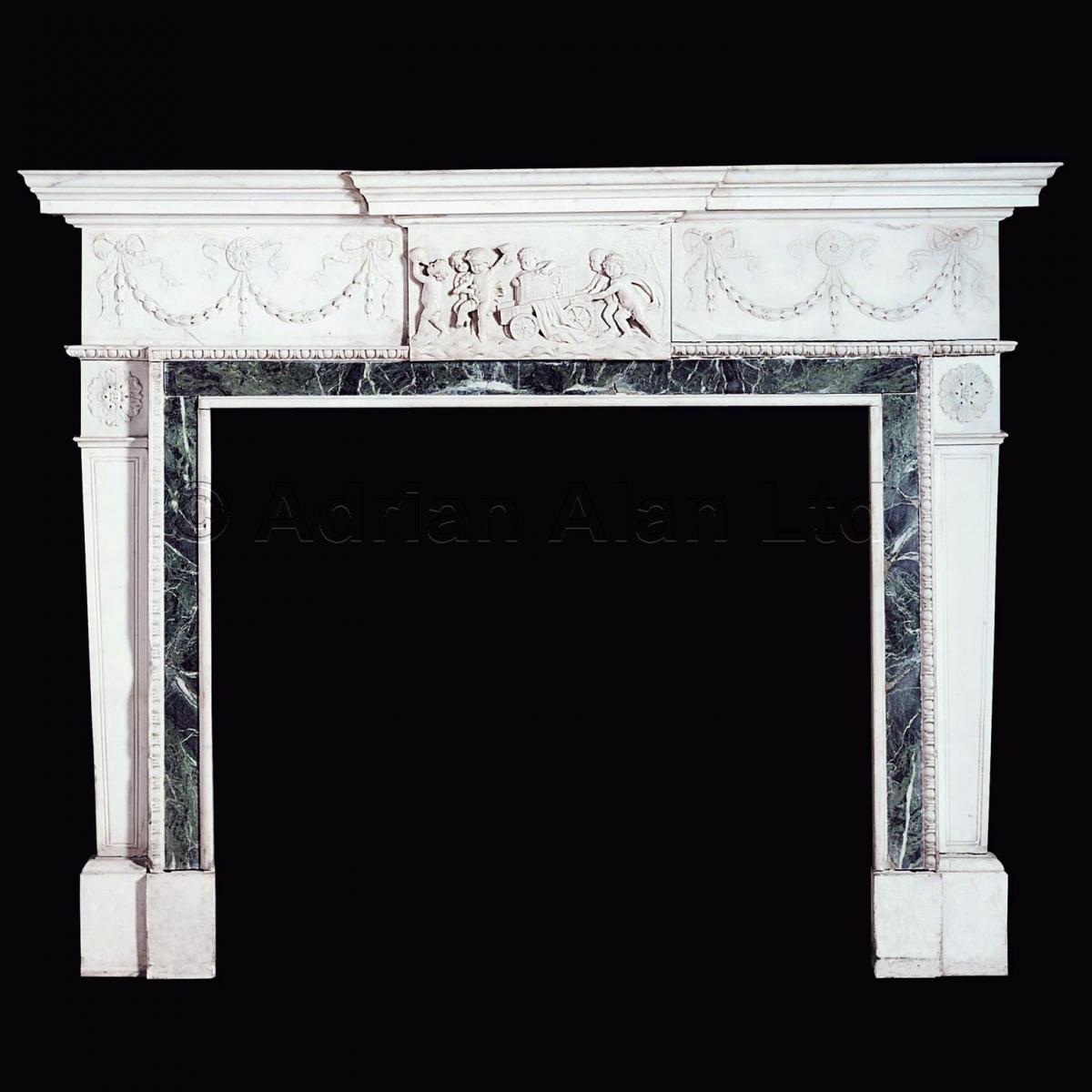 George III Style Carved White Marble Fireplace ©AdrianAlanLtd