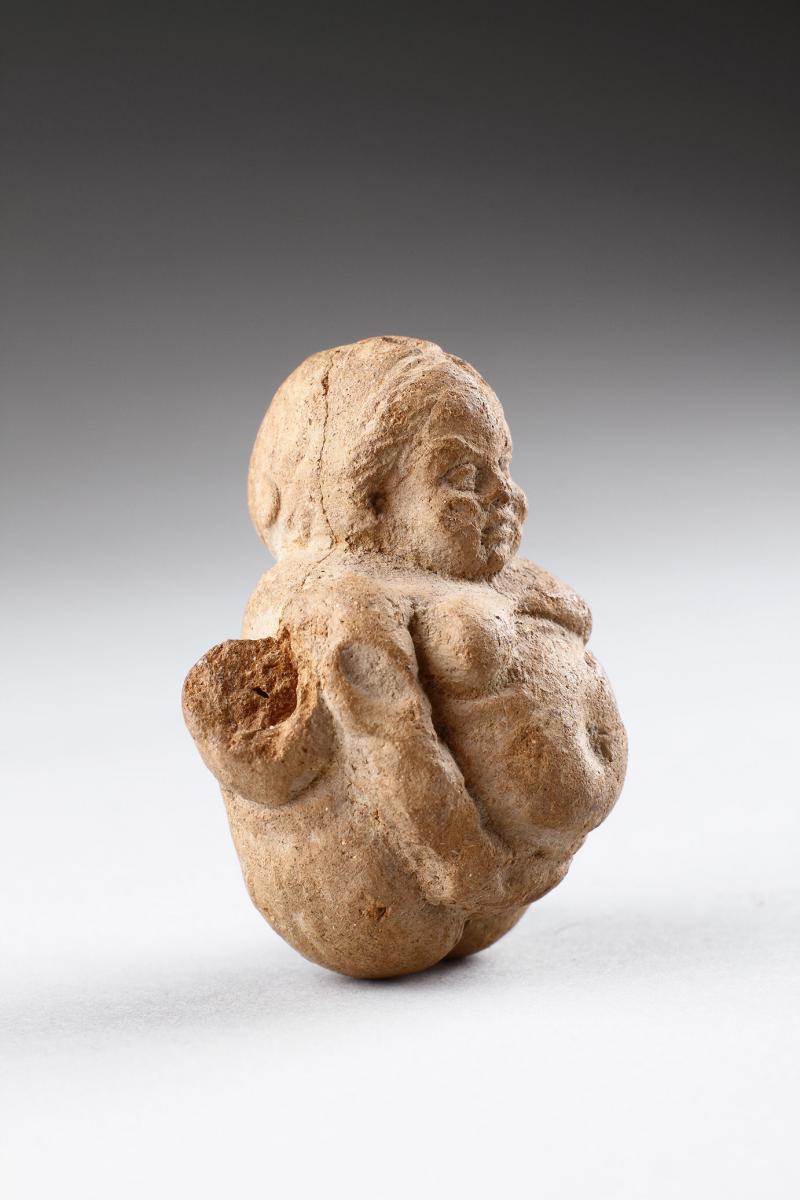 Ancient Greek Hellenistic Votive Terracotta of a Grotesque Female Fertility Figure