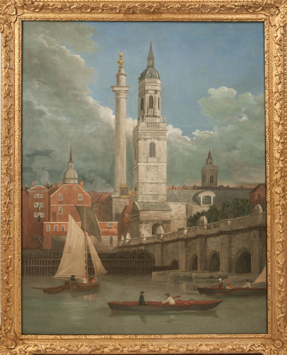 London Bridge and the Monument from the South West by Joseph Farington RA (1747-1821)