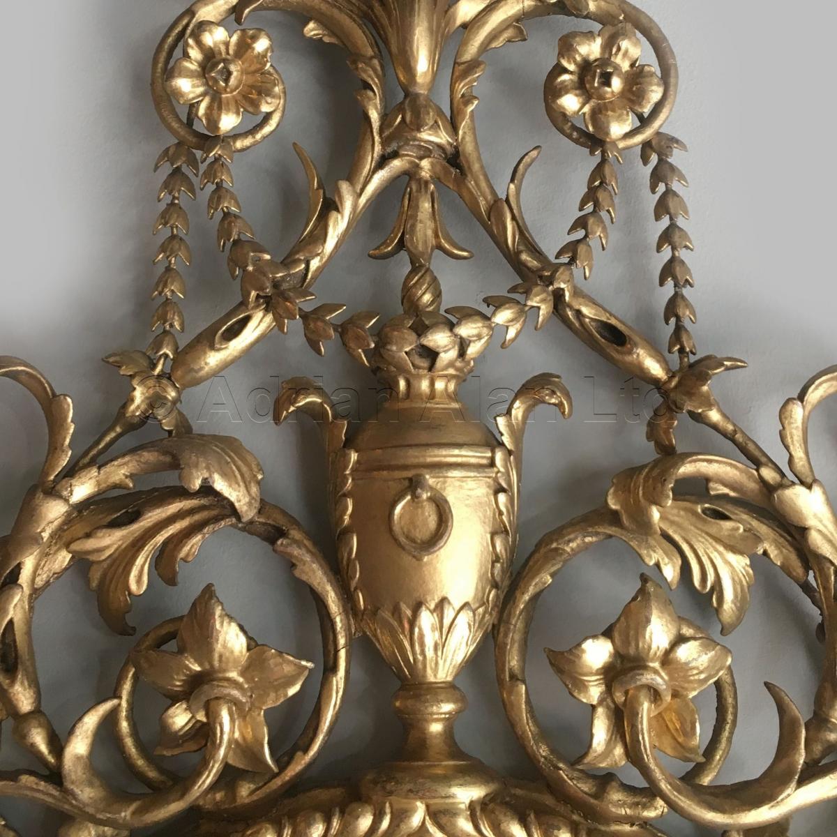 George III Style Oval Mirrors In the Manner of Robert Adam