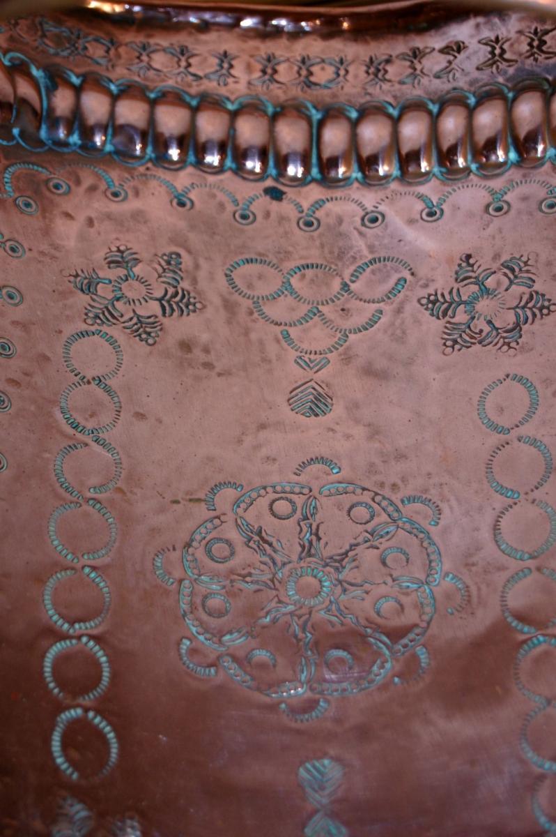 19th Century Embossed Copper Tray