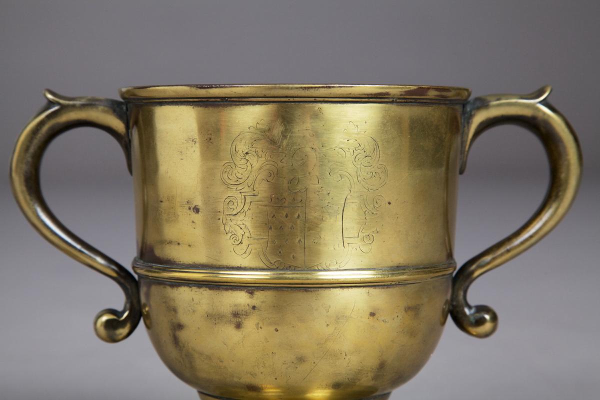 An Early 18th Century English Brass Loving Cup  English Circa: 1730-1740