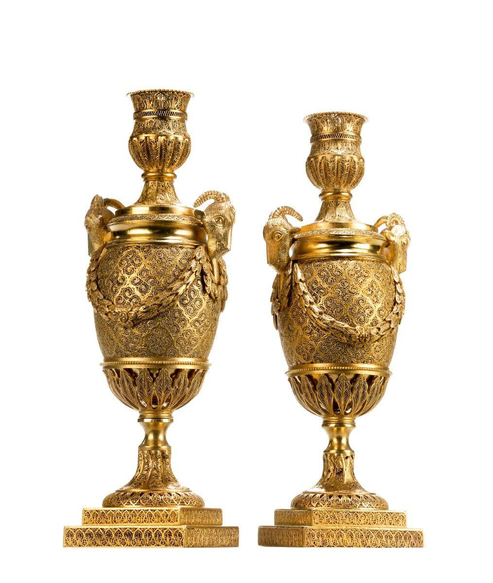Pair of 18th century gilt Goats Head vases. Http://www.christies.com/en/lot/lot-5805952