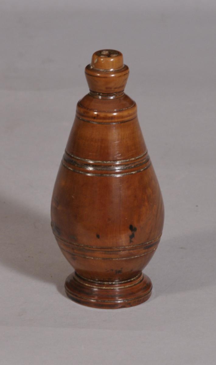 S/3266 Antique Treen Georgian Conical Fruitwood Salt, Pepper or Spice Shaker
