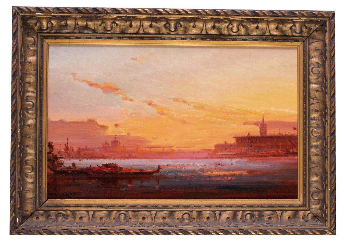 Henri Duvieux (French, c. 1855 – 1902) Sunset over the Venetian Lagoon