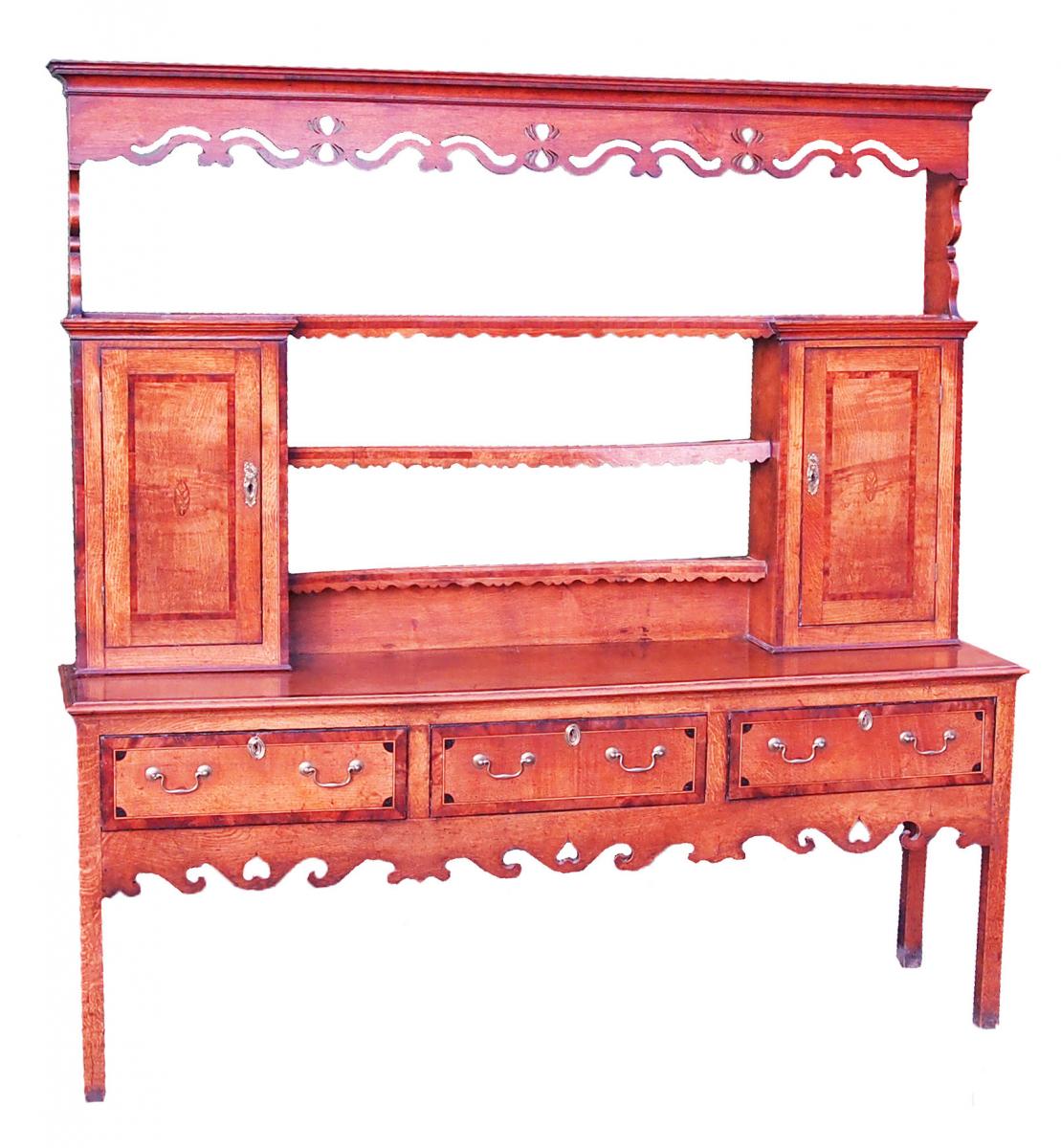 Oak English 18th Century Georgian Antique Dresser With Rack