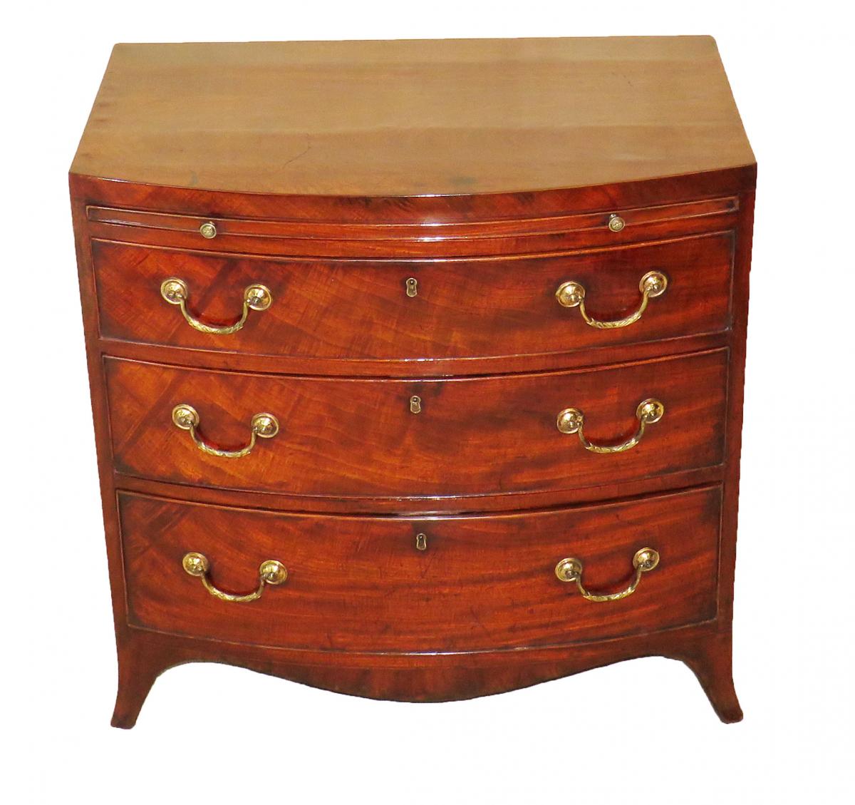 Small Mahogany 18th Century Bow Front Chest Of Drawers